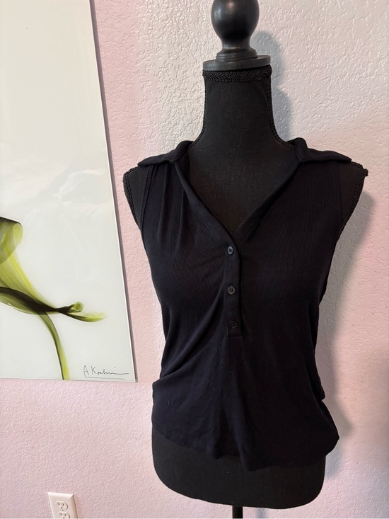 Worthington Tops - Worthington Black Sleeveless Henley Top